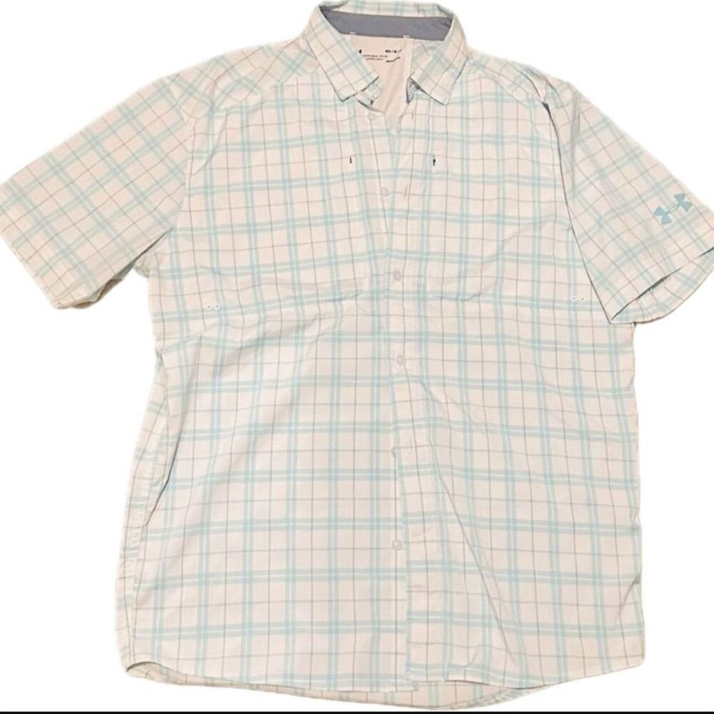 Under Armour Men's Plaid Short Sleeve Button-Up Shirt Blue Size M